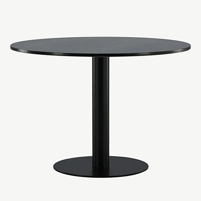 Ümmarguse marmorlauaga söögilaud Estelle, 106 cm, tumehall/must - 19931-588