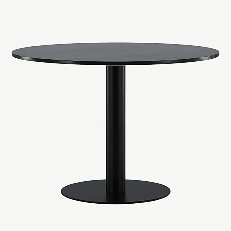 Ümmarguse marmorlauaga söögilaud Estelle, 106 cm, tumehall/must - 19931-588