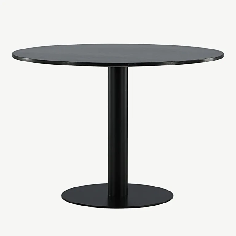 Ümmarguse marmorlauaga söögilaud Estelle, 106 cm, tumehall/must - 19931-588