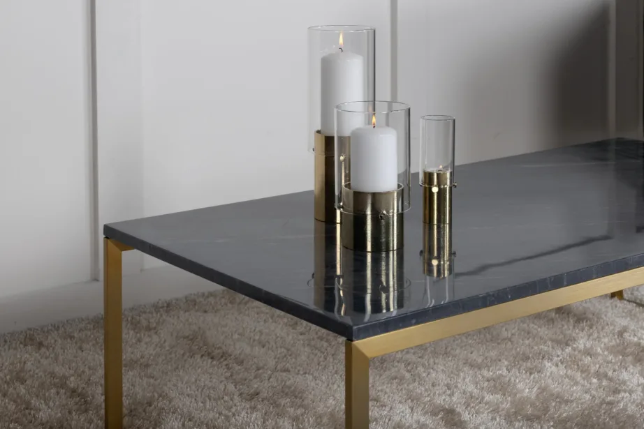 Halli marmorist diivanilaud Estelle kuldse terasraamiga, 120×60 cm, 19933-568 – 3