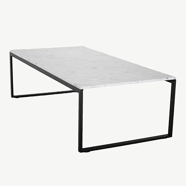 Valgest marmorist diivanilaud mustal terasraamil Estelle, 120 × 60 cm - 19933-580