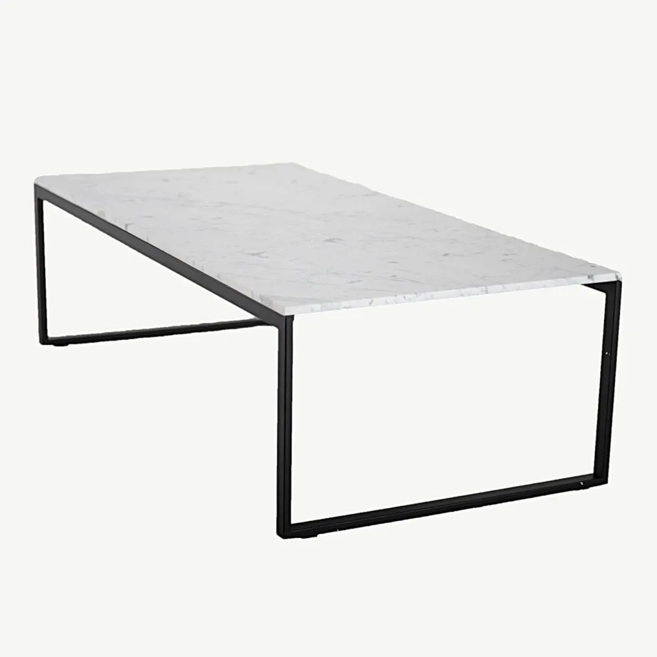 Valgest marmorist diivanilaud mustal terasraamil Estelle, 120 × 60 cm, 19933-580 – 2