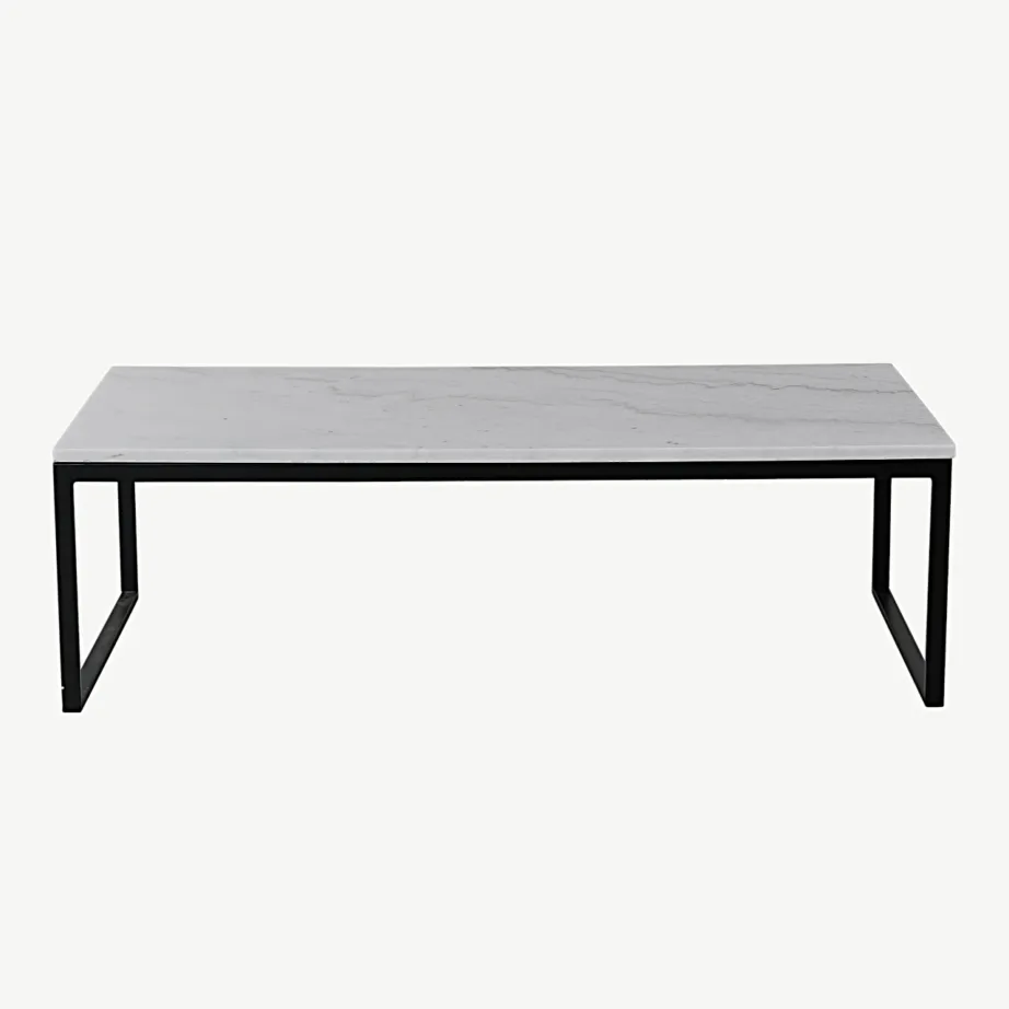 Valgest marmorist diivanilaud mustal terasraamil Estelle, 120 × 60 cm, 19933-580 – 3