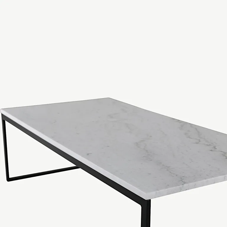 Valgest marmorist diivanilaud mustal terasraamil Estelle, 120 × 60 cm - 19933-580
