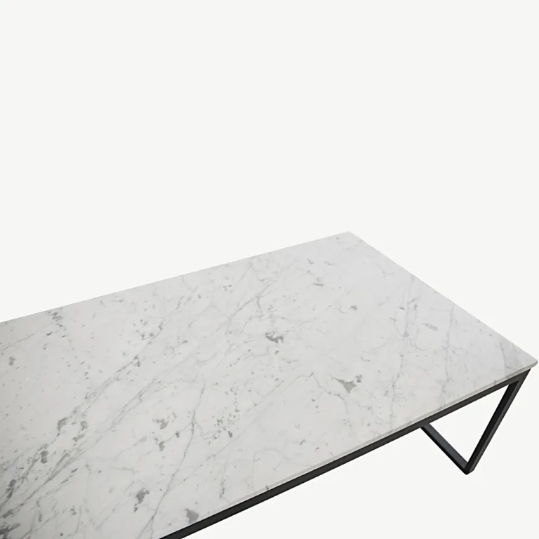 Valgest marmorist diivanilaud mustal terasraamil Estelle, 120 × 60 cm - 19933-580