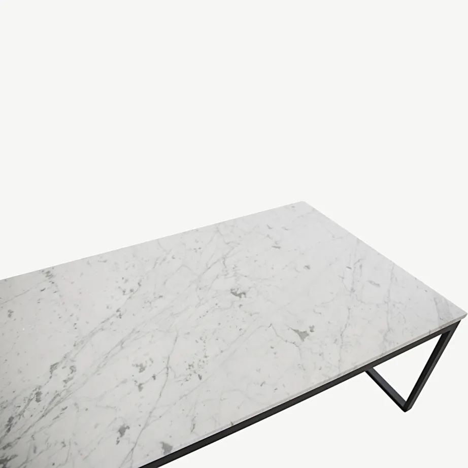 Valgest marmorist diivanilaud mustal terasraamil Estelle, 120 × 60 cm, 19933-580 – 5