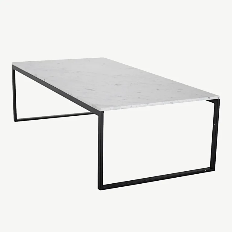 Valgest marmorist diivanilaud mustal terasraamil Estelle, 120 × 60 cm - 19933-580