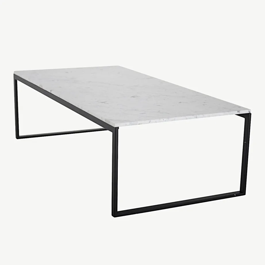 Valgest marmorist diivanilaud mustal terasraamil Estelle, 120 × 60 cm, 19933-580 – 6