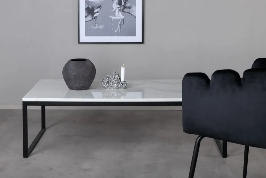 Valgest marmorist diivanilaud mustal terasraamil Estelle, 120 × 60 cm, 19933-580 – 8