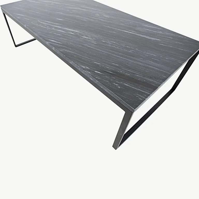 Hall marmorlauaplaadiga diivanilaud Estelle, mustade terasjalgadega, 120×60 cm - 19933-588