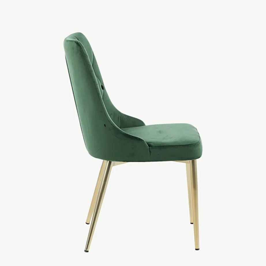 Rohelise sametkattega söögitool Velvet Deluxe kuldsete terasjalgadega, 19935-764 – 2