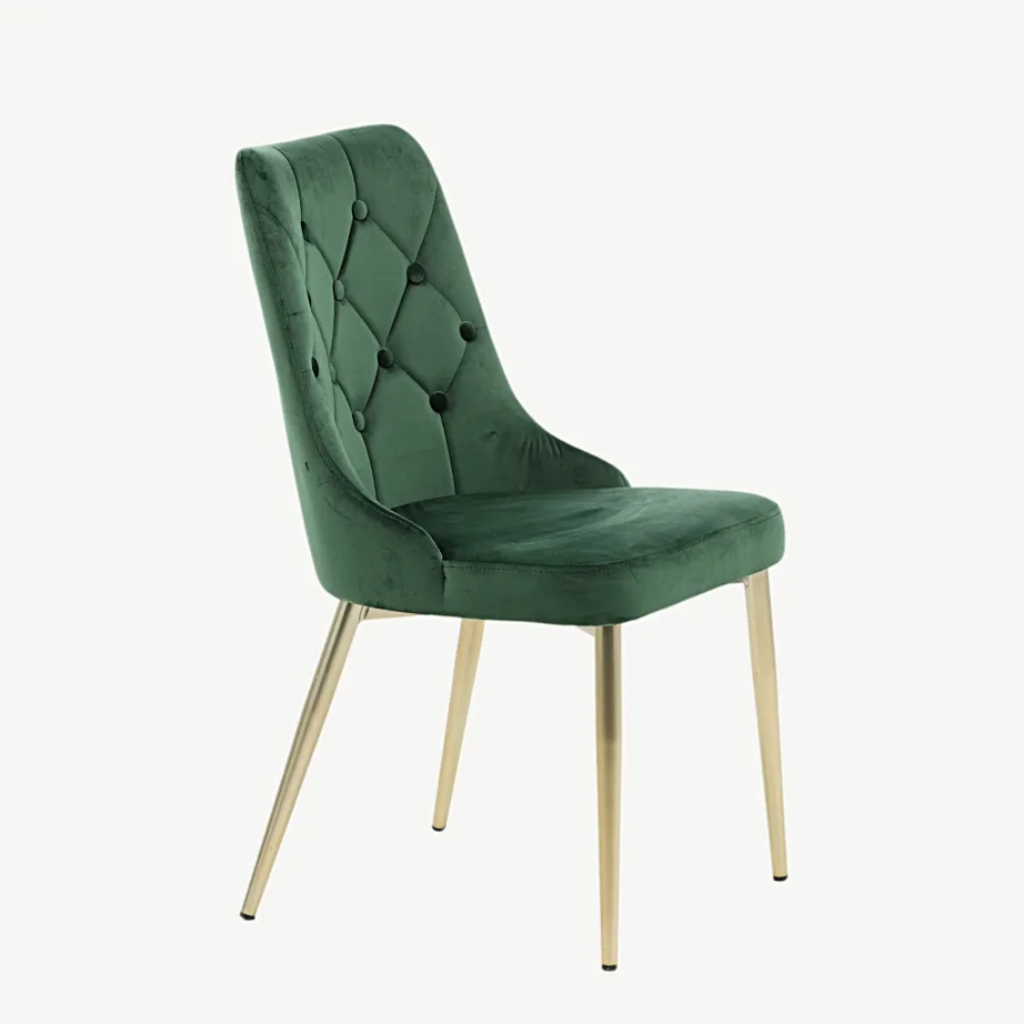 Rohelise sametkattega söögitool Velvet Deluxe kuldsete terasjalgadega, 19935-764 – 3