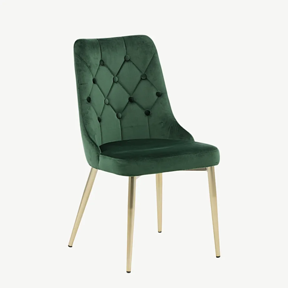 Rohelise sametkattega söögitool Velvet Deluxe kuldsete terasjalgadega, 19935-764