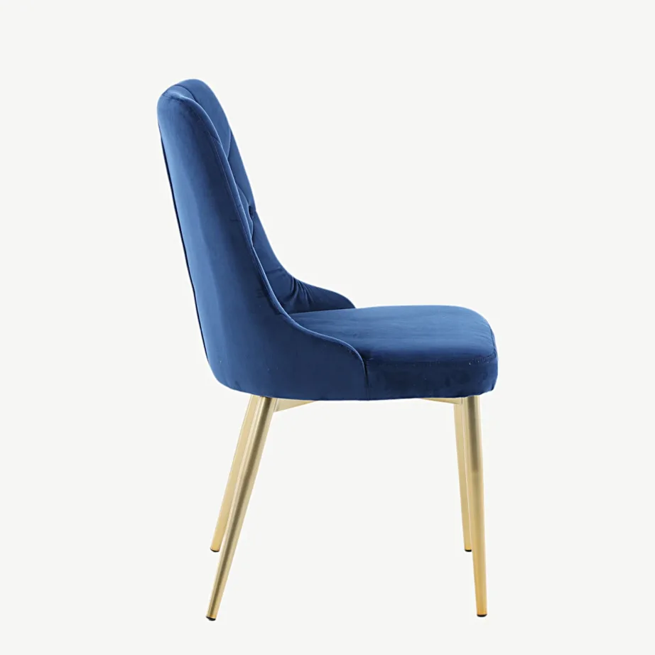 Sinise sametkattega söögitool kuldsete terasjalgadega Velvet Deluxe, 19935-767 – 2