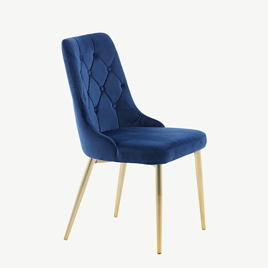 Sinise sametkattega söögitool kuldsete terasjalgadega Velvet Deluxe, 19935-767