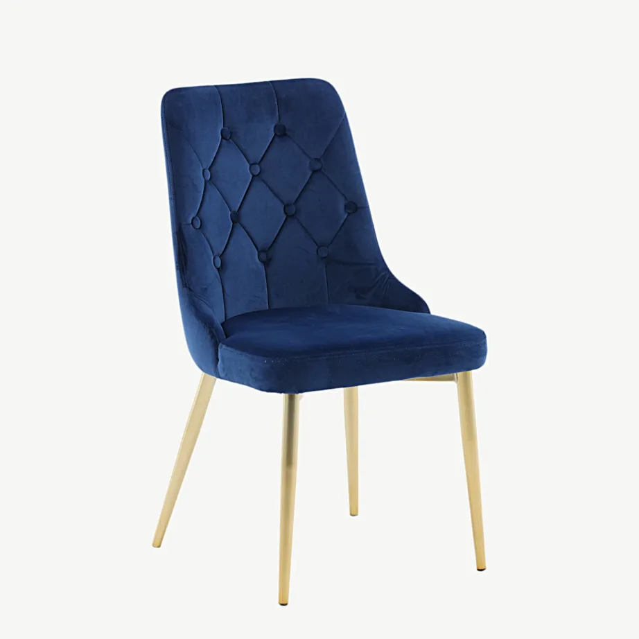 Sinise sametkattega söögitool kuldsete terasjalgadega Velvet Deluxe, 19935-767 – 3