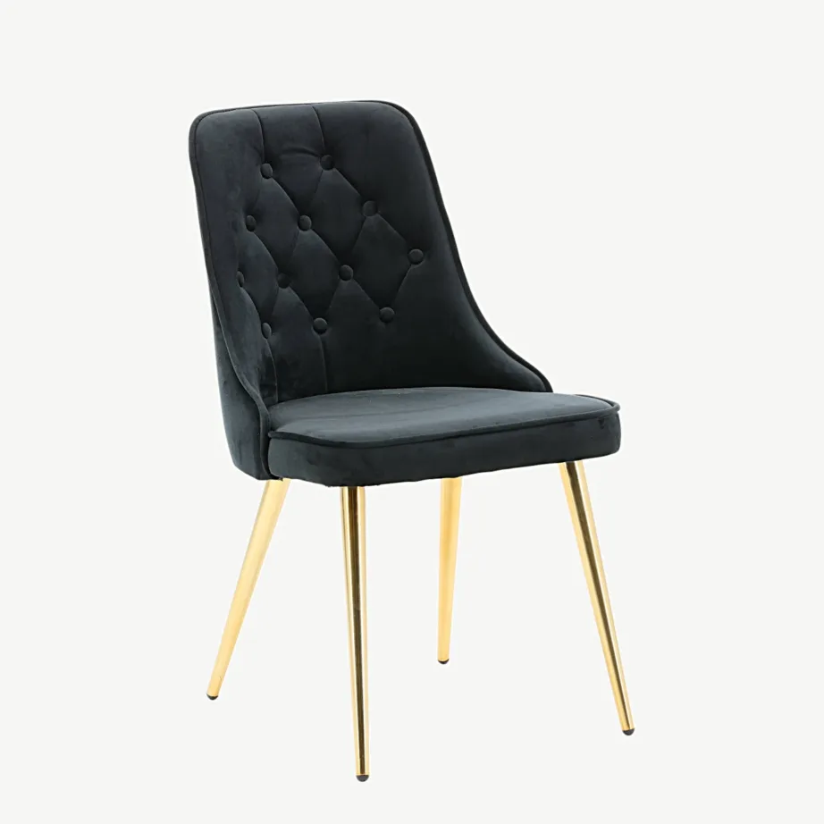 Velvet Deluxe must sametist söögitool kuldsete terasjalgadega, 19935-768