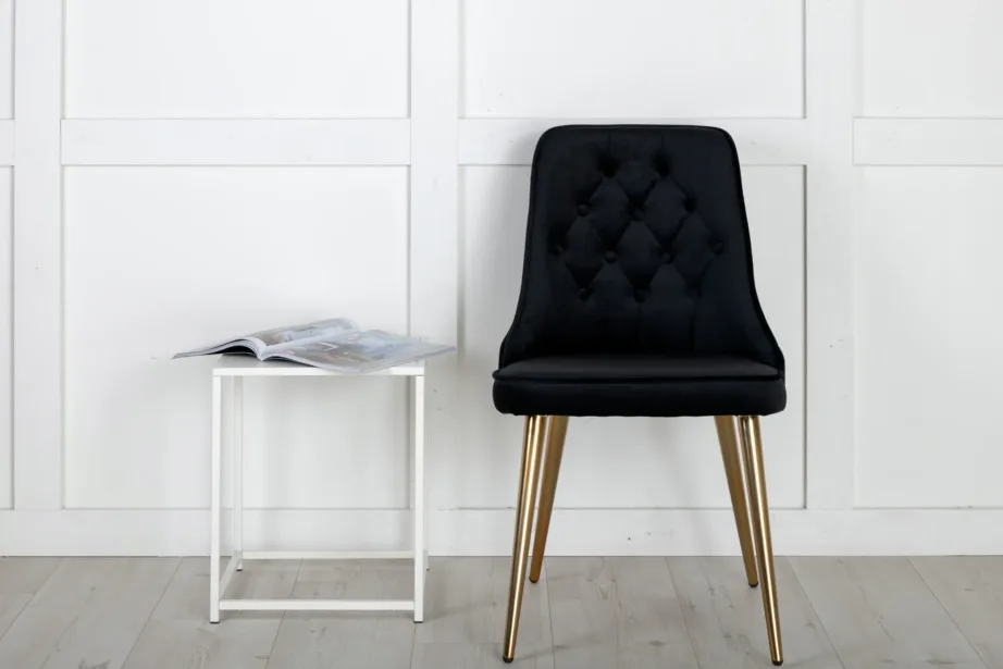 Velvet Deluxe must sametist söögitool kuldsete terasjalgadega, 19935-768 – 8