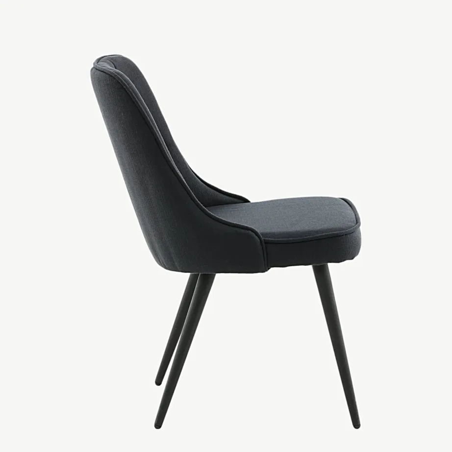 Polsterdatud söögitool Velvet Deluxe mustast polüestrist, terasjalgadega, 19935-808 – 2