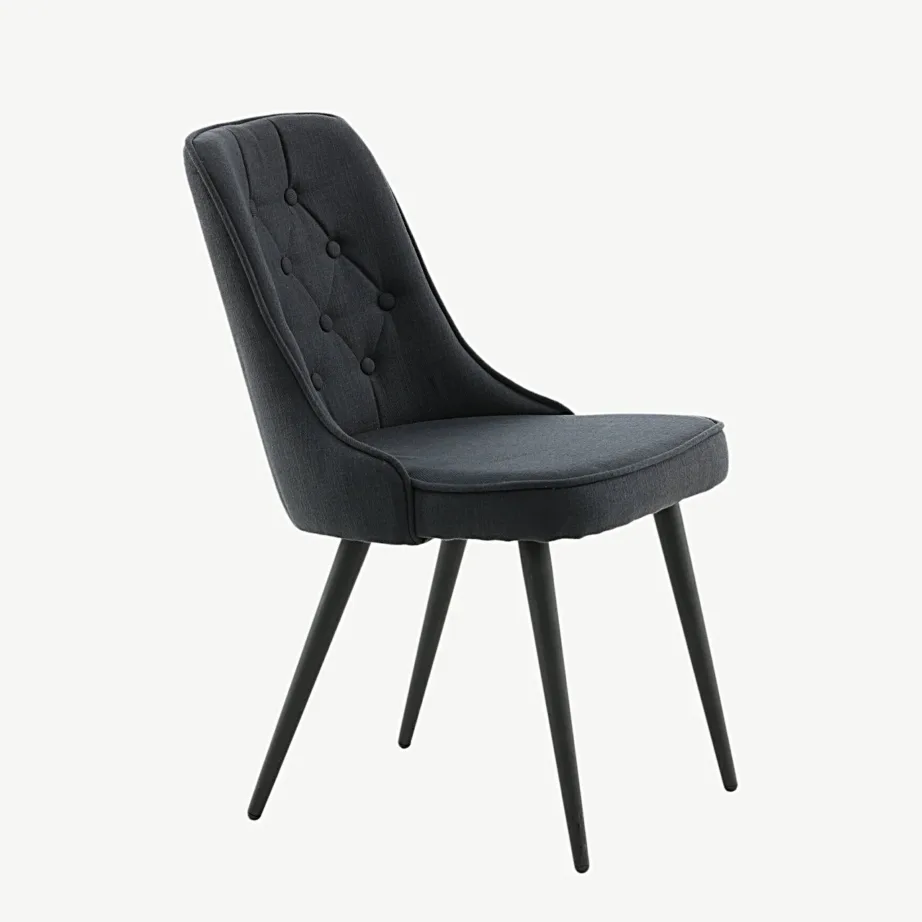 Polsterdatud söögitool Velvet Deluxe mustast polüestrist, terasjalgadega, 19935-808 – 3