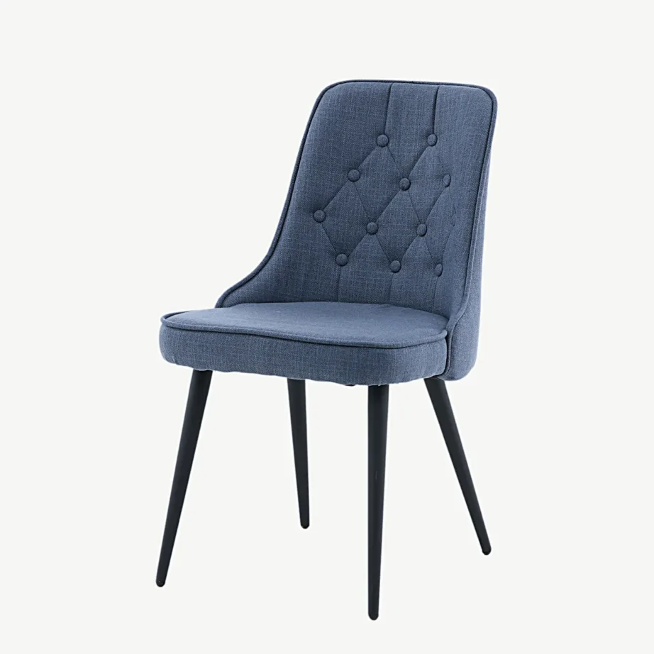 Sinisest sametist polsterdatud söögitool Velvet Deluxe, mustad metalljalad, 19935-877 – 5