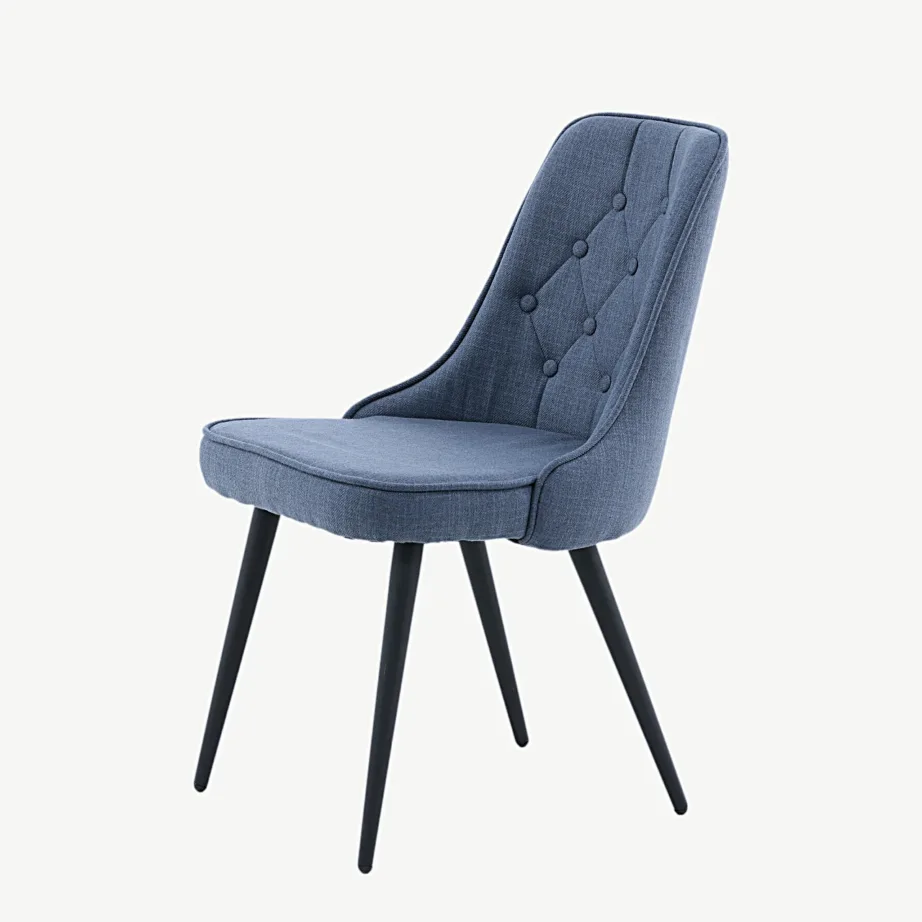 Sinisest sametist polsterdatud söögitool Velvet Deluxe, mustad metalljalad, 19935-877 – 6