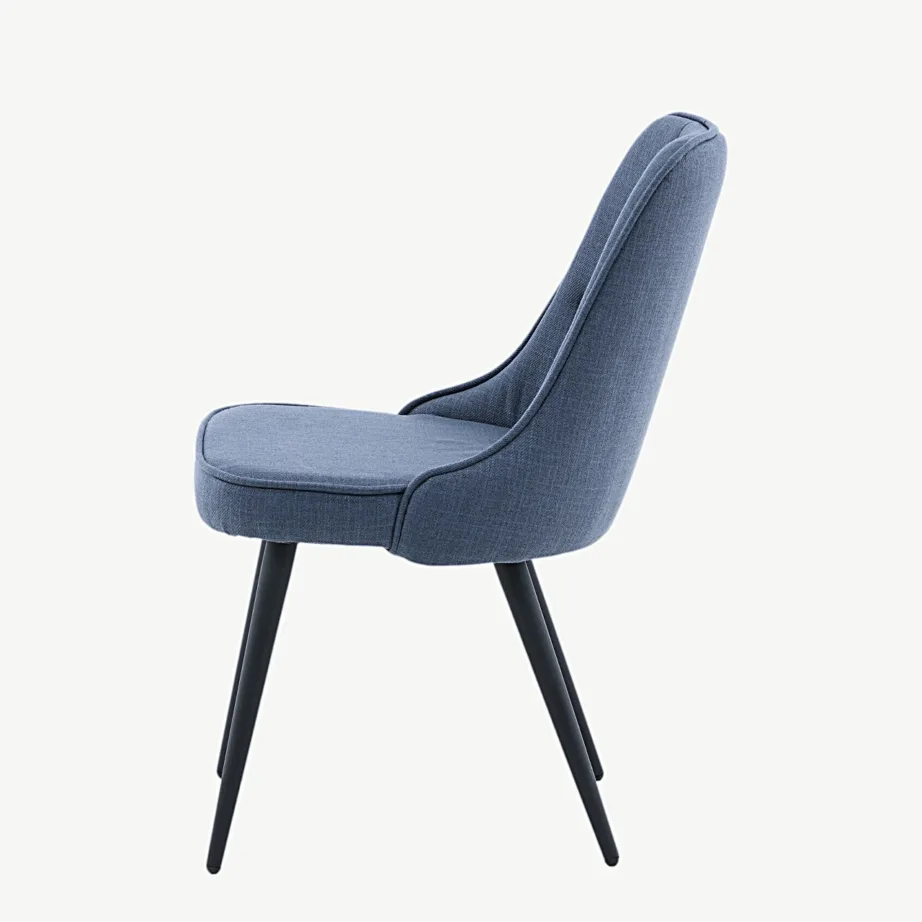 Sinisest sametist polsterdatud söögitool Velvet Deluxe, mustad metalljalad, 19935-877 – 7