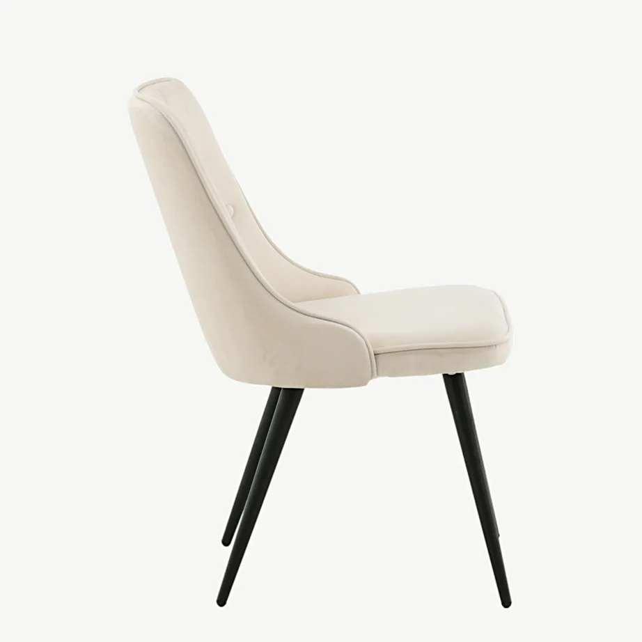 Beežist sametist söögitool Velvet Deluxe mustade metalljalgadega, 19935-880 – 2