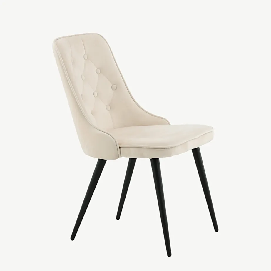 Beežist sametist söögitool Velvet Deluxe mustade metalljalgadega, 19935-880 – 3