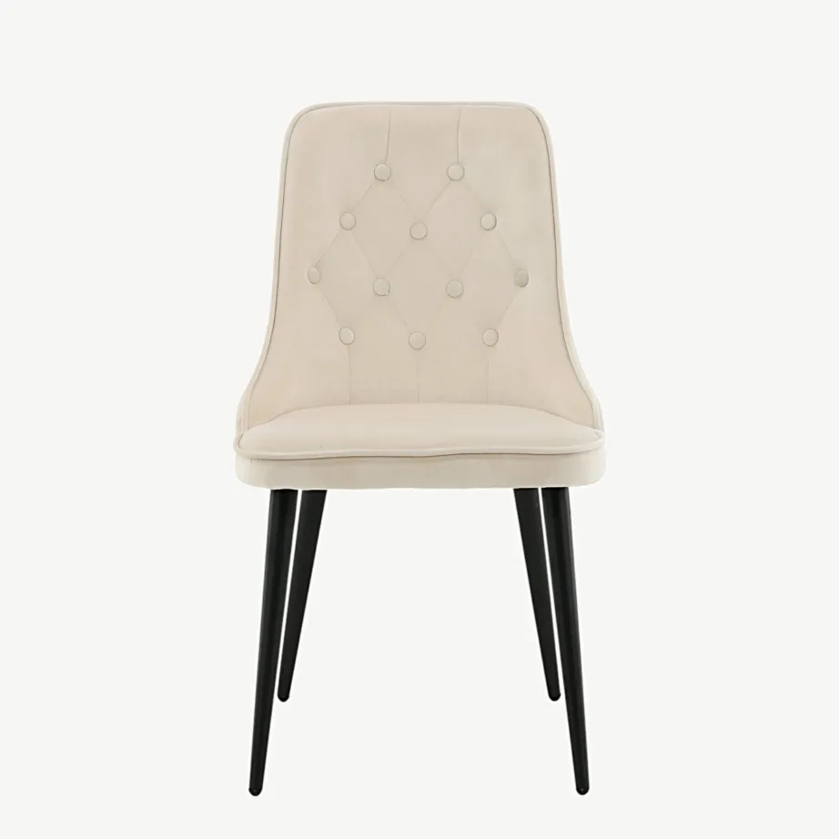 Beežist sametist söögitool Velvet Deluxe mustade metalljalgadega, 19935-880 – 4