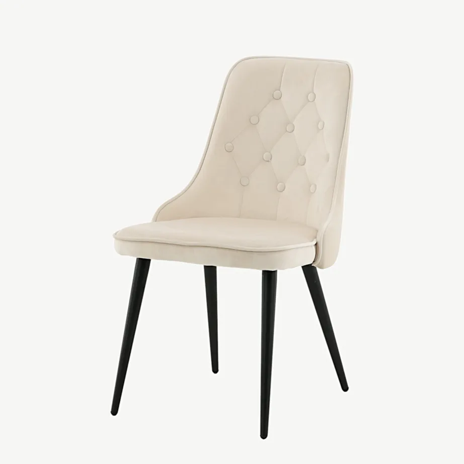 Beežist sametist söögitool Velvet Deluxe mustade metalljalgadega, 19935-880 – 5