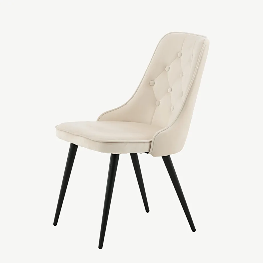 Beežist sametist söögitool Velvet Deluxe mustade metalljalgadega, 19935-880 – 6