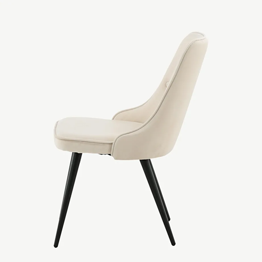 Beežist sametist söögitool Velvet Deluxe mustade metalljalgadega, 19935-880 – 7