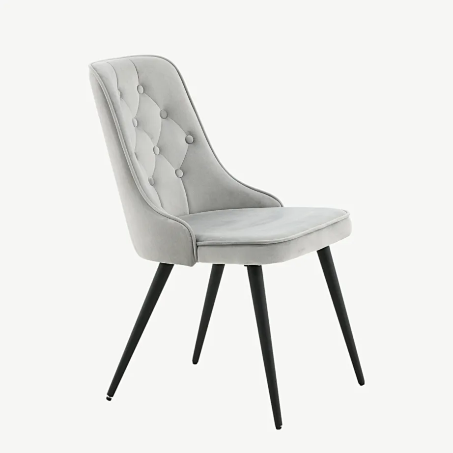 Helehall sametist söögitool Velvet Deluxe mustade metalljalgadega, 19935-885 – 3