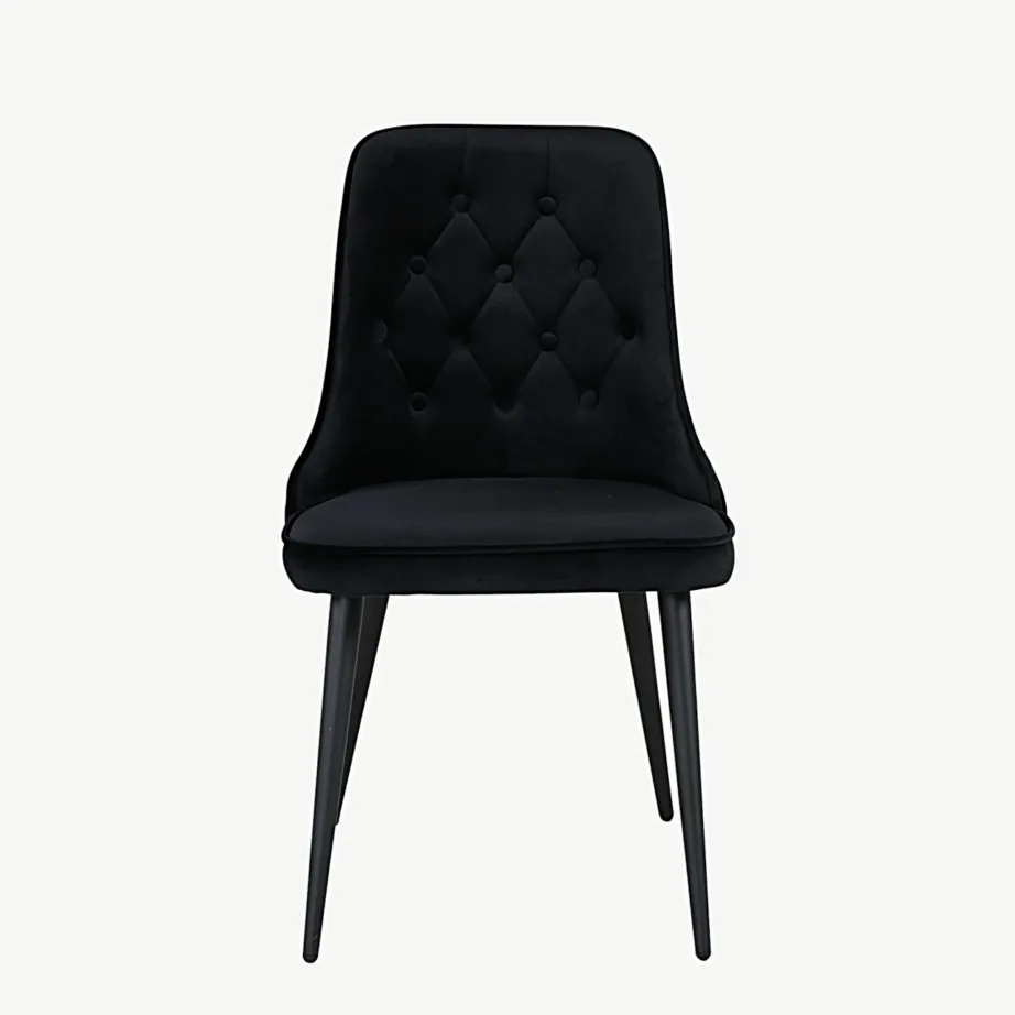 Mustast sametist söögitool Velvet Deluxe mustade terasjalgadega, 19935-888 – 2