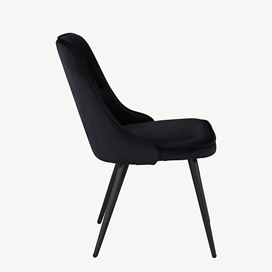 Mustast sametist söögitool Velvet Deluxe mustade terasjalgadega, 19935-888 – 3