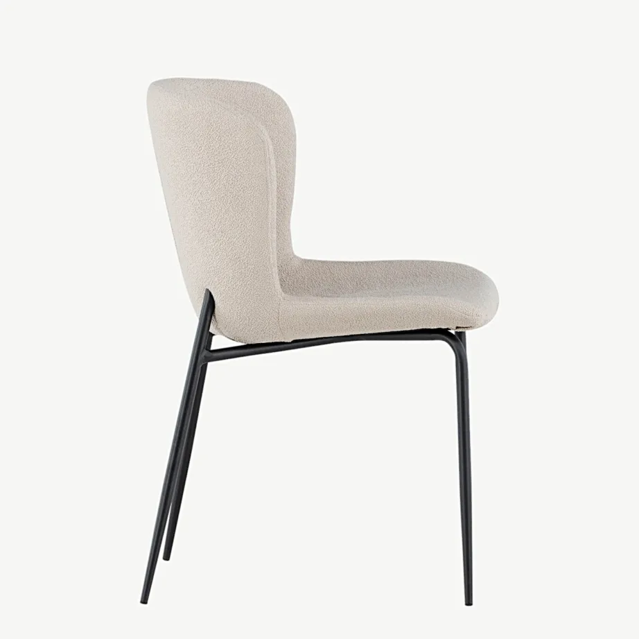 Beežist buklee-kangast söögitool mustade metalljalgadega Modesto, 19936-041 – 2