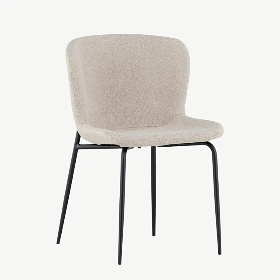 Beežist buklee-kangast söögitool mustade metalljalgadega Modesto, 19936-041 – 3