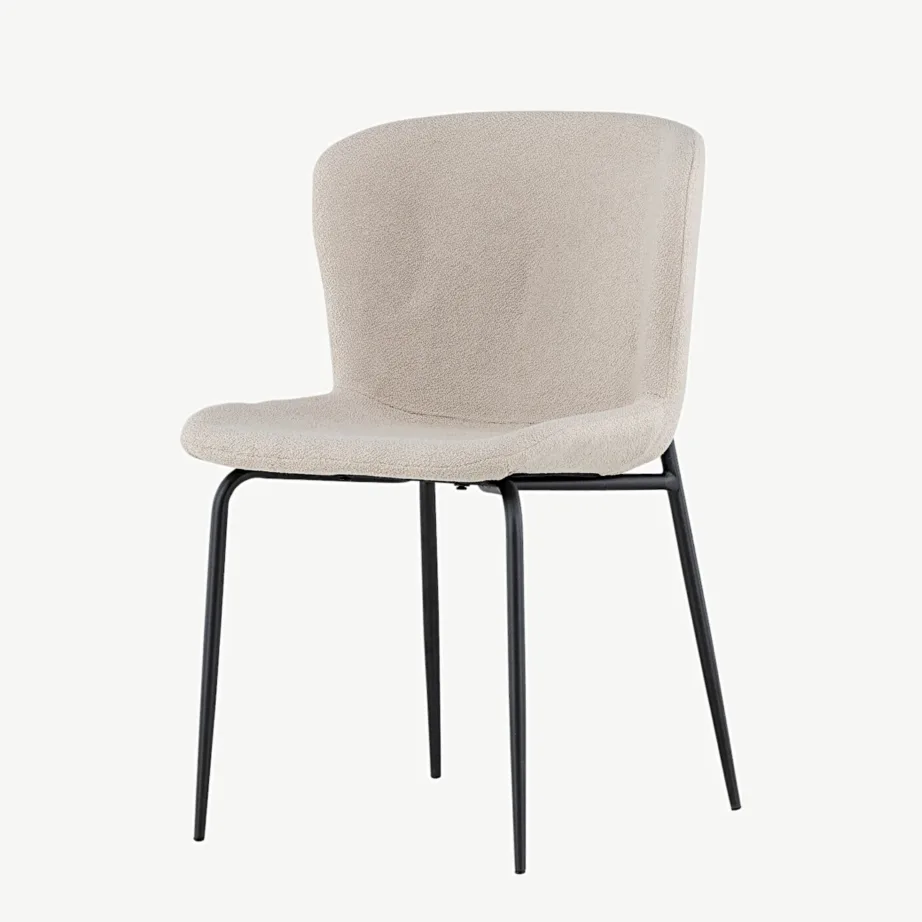 Beežist buklee-kangast söögitool mustade metalljalgadega Modesto, 19936-041 – 6