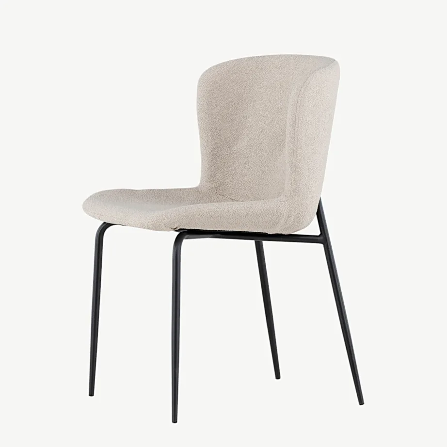 Beežist buklee-kangast söögitool mustade metalljalgadega Modesto, 19936-041 – 7