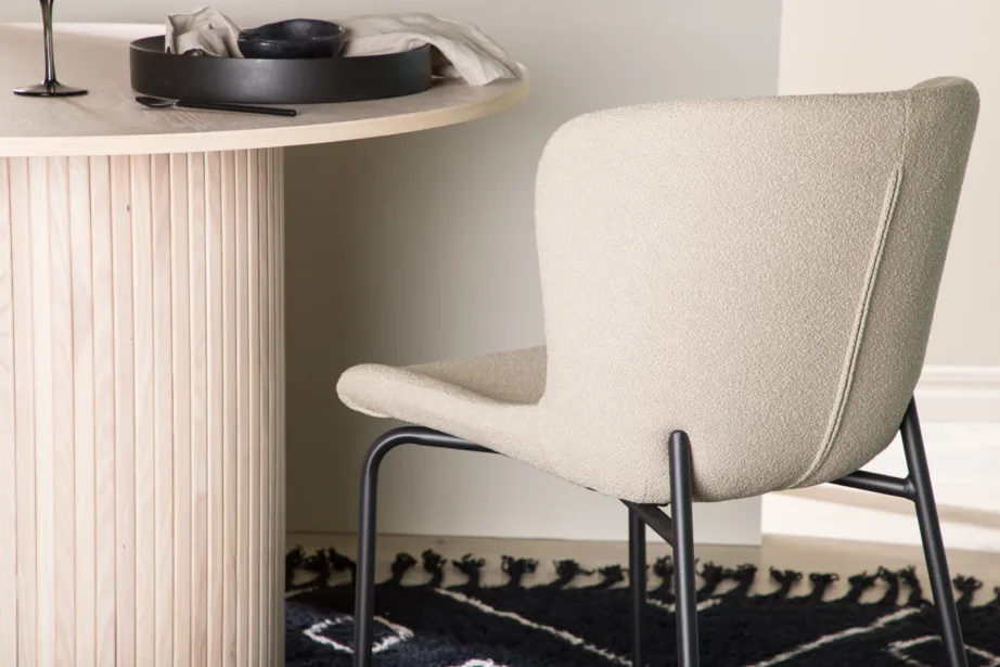 Beežist buklee-kangast söögitool mustade metalljalgadega Modesto, 19936-041 – 9