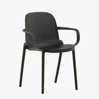 Mustast plastikust käetugedega söögitool Baltimore (Venture Home) - 19936-280