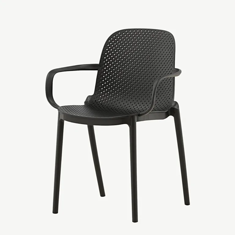 Mustast plastikust käetugedega söögitool Baltimore (Venture Home) - 19936-280