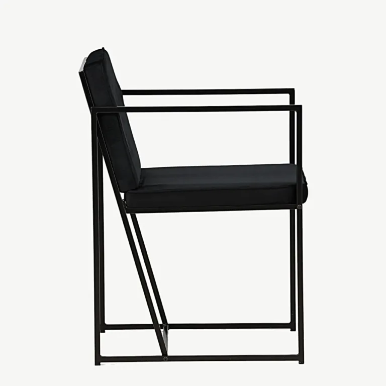 Minimalistlik mustast sametist terasraamiga söögitool Richmond - 19936-430