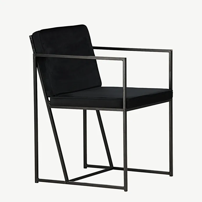 Minimalistlik mustast sametist terasraamiga söögitool Richmond - 19936-430
