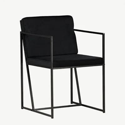 Minimalistlik mustast sametist terasraamiga söögitool Richmond - 19936-430