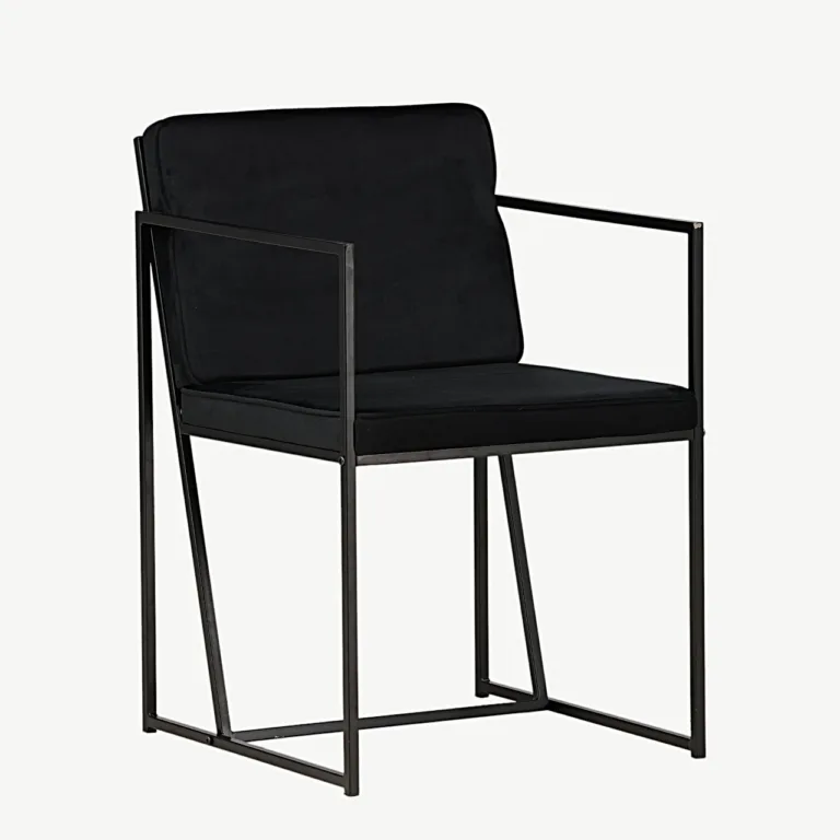 Minimalistlik mustast sametist terasraamiga söögitool Richmond - 19936-430