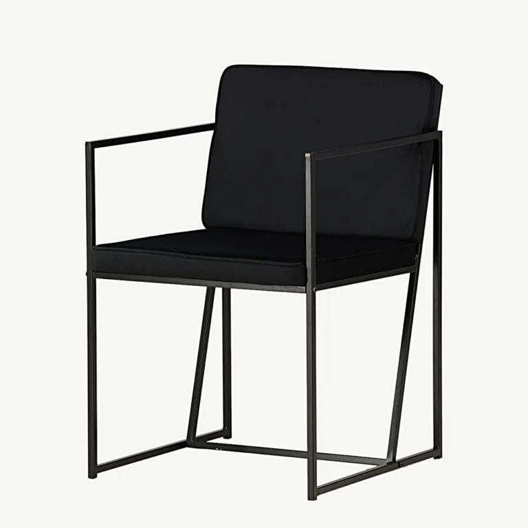 Minimalistlik mustast sametist terasraamiga söögitool Richmond - 19936-430