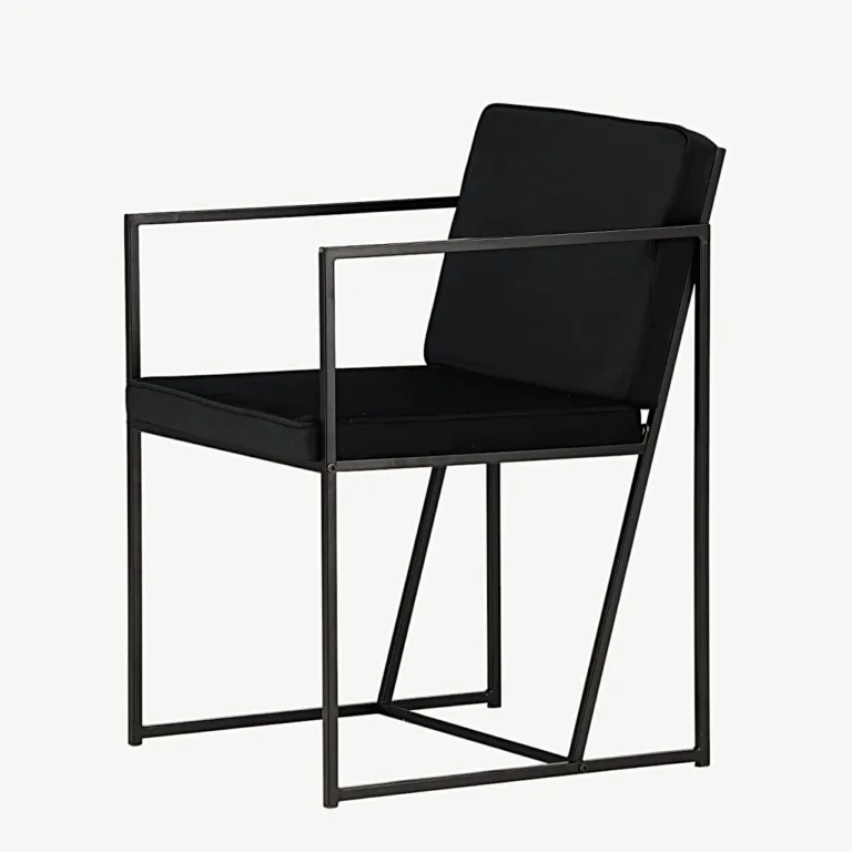Minimalistlik mustast sametist terasraamiga söögitool Richmond - 19936-430