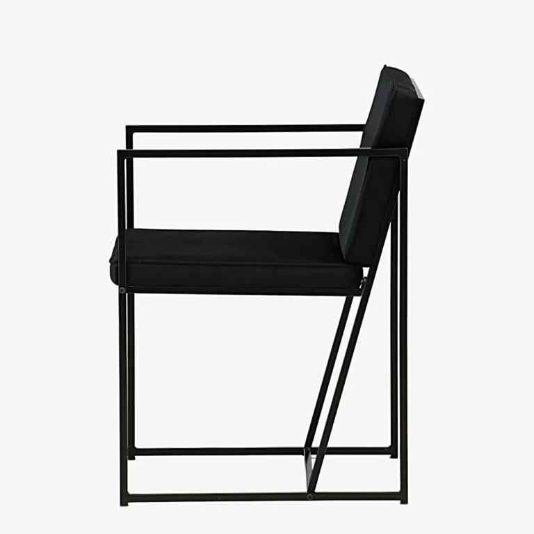 Minimalistlik mustast sametist terasraamiga söögitool Richmond - 19936-430